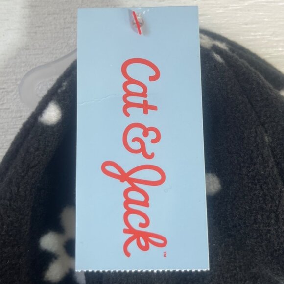 Cat & Jack Flower Print Beanie Hat Girls OS Black White New - Picture 9 of 9